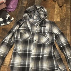 Carhartt Black and Gray Plaid Women's Top